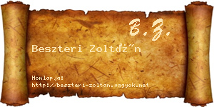 Beszteri Zoltán névjegykártya